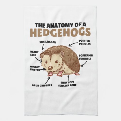 Cute Hedgehog Explanation Anatomy Of A Hedgehogs Kitchen Towel