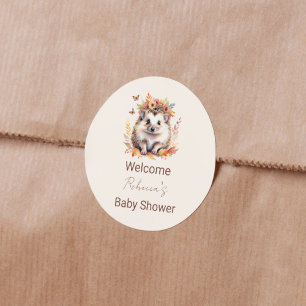 Cute Hedgehog Fall Woodland Welcome Classic Round Sticker