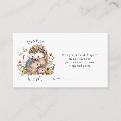 Cute Hedgehog Family Baby Shower Diaper Raffle Enclosure Card