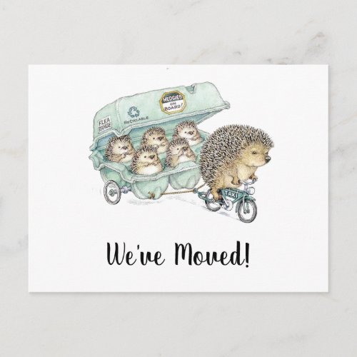 Cute Hedgehog Family Weve Moved Postcard