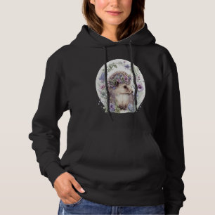 Cute Hedgehog Flower Crown Floral Animal Hoodie