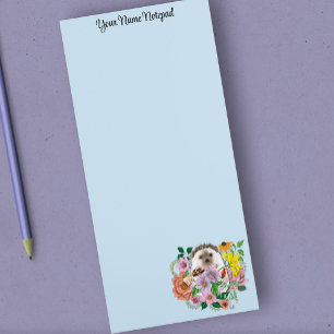 Cute Hedgehog Flowers Magnetic Notepad