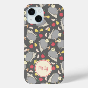 Cute Hedgehog Fruit Pattern Personalized iPhone 15 Case