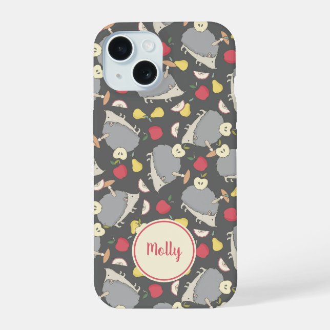 Cute Hedgehog Fruit Pattern Personalized Iphone Case (Back)