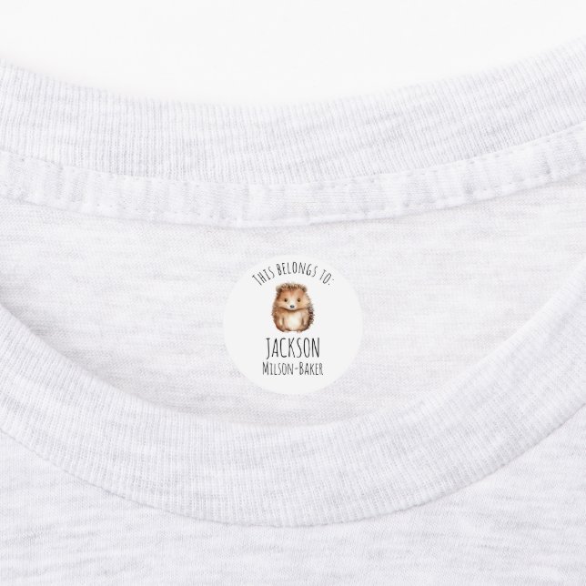 Cute Hedgehog! Gender neutral custom Kids' Labels (Affixed)