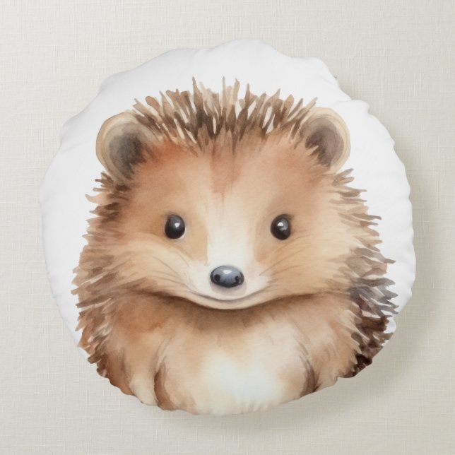 Cute Hedgehog! Gender neutral custom Round Pillow (Back)