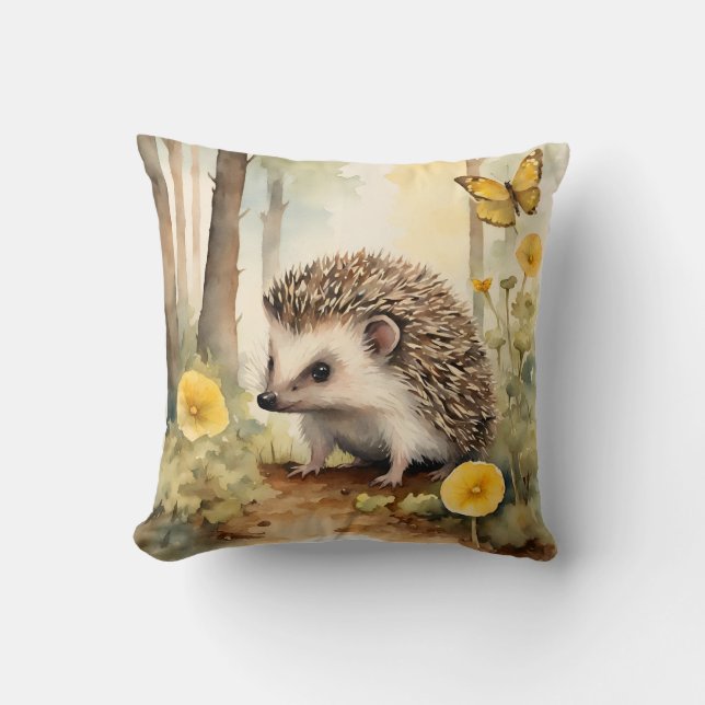 Cute Hedgehog Gender Neutral Throw Pillow (Front)