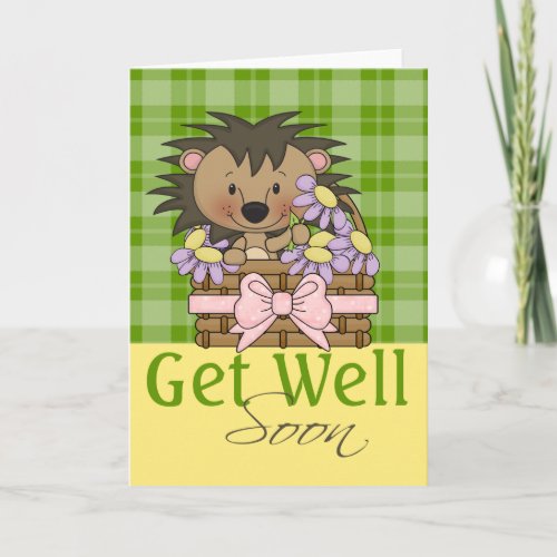 Cute Hedgehog Get Well Soon Card