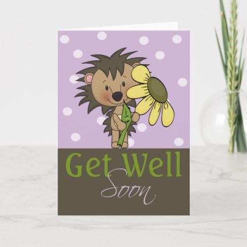 Cute Hedgehog Get Well Soon Card