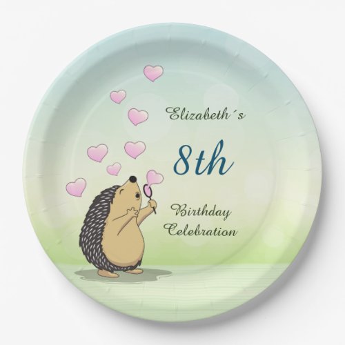 Cute Hedgehog Girls Birthday  Paper Plates