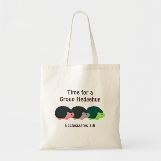Cute Hedgehog | GROUP HEDGEHUG Customizable Text Tote Bag (Front)