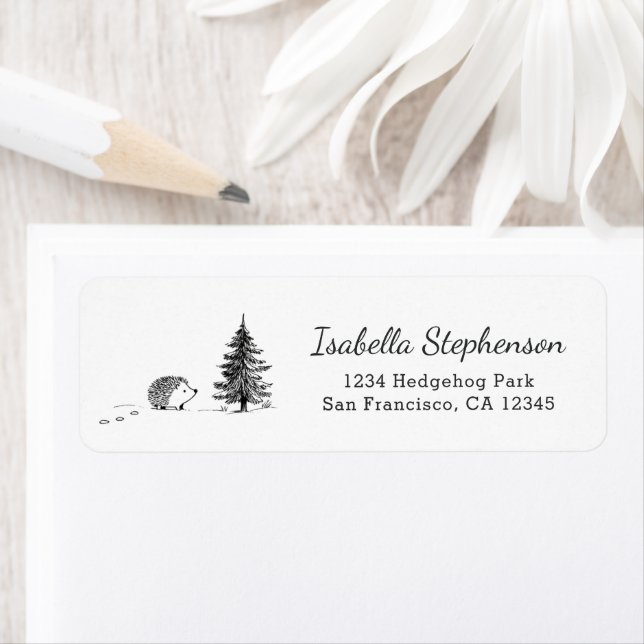 Cute Hedgehog Hand Drawn Whimsical Return Address Label (Insitu)