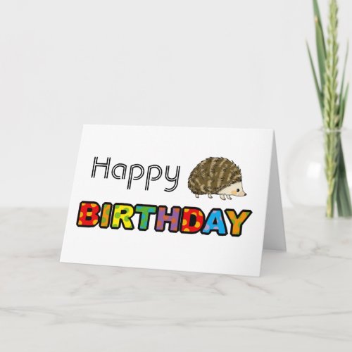 Cute hedgehog happy birthday card
