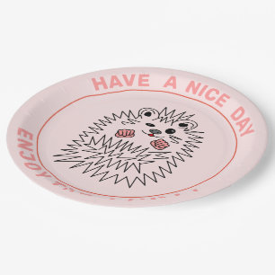 Cute Hedgehog. Have A Nice Day. Enjoy The Party Paper Plates