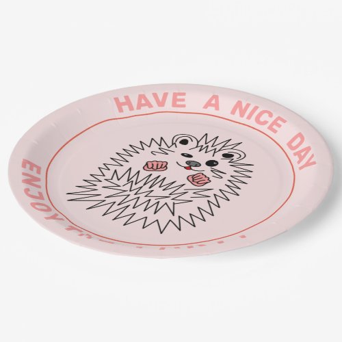 Cute Hedgehog Have A Nice Day Enjoy The Party Paper Plates