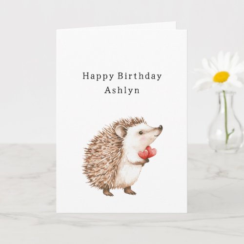 Cute Hedgehog Hearts Birthday