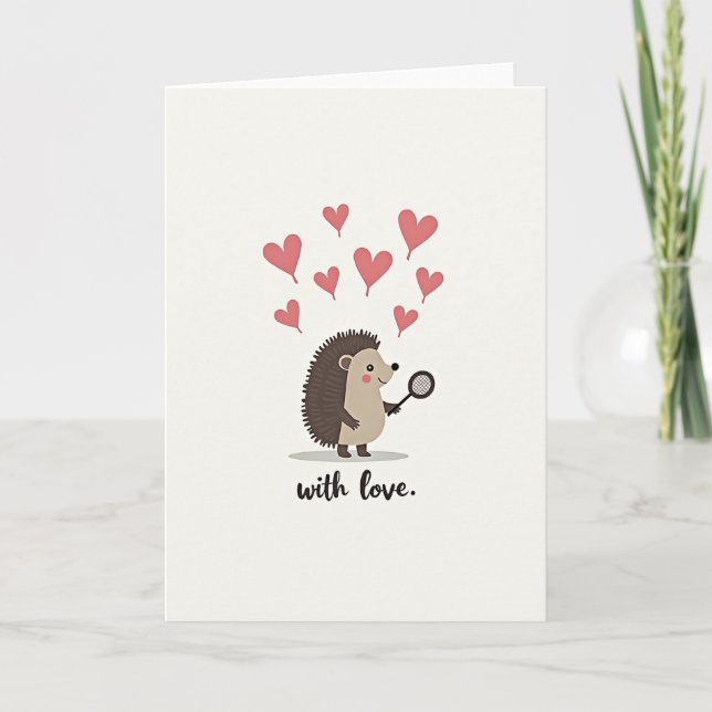Cute Hedgehog Hearts Love Card (Front)
