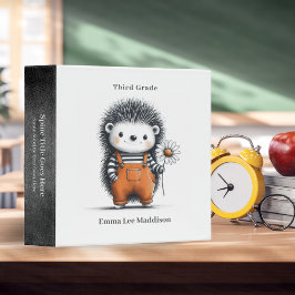 Cute Hedgehog Holding Daisy Sketch 3 Ring Binder