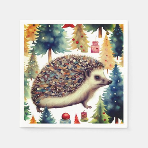 Cute Hedgehog Holiday Trees  Napkins