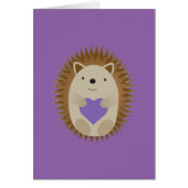 Cute Hedgehog Holidng a Purple Heart (Front)