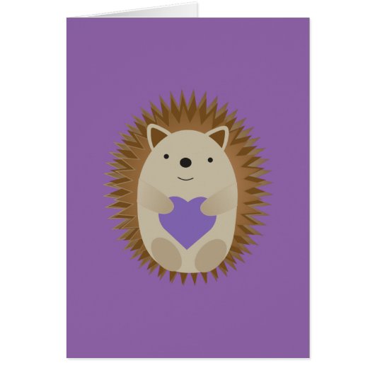 Cute Hedgehog Holidng a Purple Heart (Front)