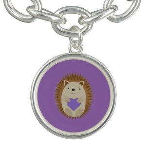 Cute Hedgehog Holidng a Purple Heart Bracelet