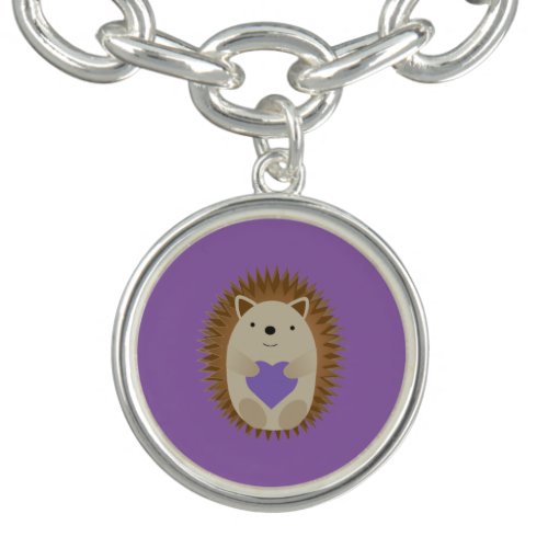 Cute Hedgehog Holidng a Purple Heart Bracelet