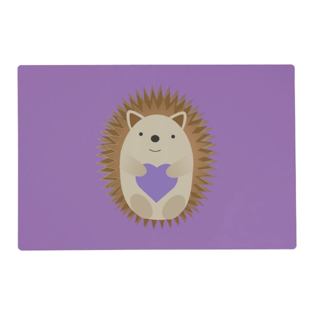 Cute Hedgehog Holidng a Purple Heart Placemat (Front)