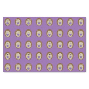 Cute Hedgehog Holidng A Purple Heart Tissue Paper by Egg_Tooth at Zazzle