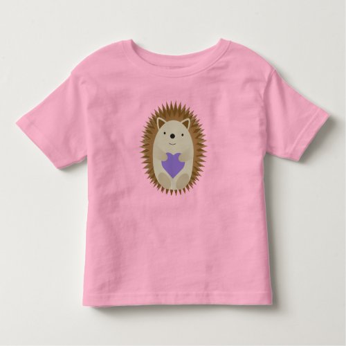 Cute Hedgehog Hugging a Purple Heart Toddler T_shirt