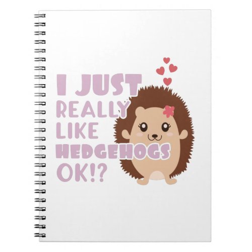 Cute Hedgehog I Just Really Like Hedgehogs OK Notebook