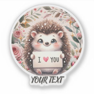 Cute Hedgehog I Love You, Classic Round Sticker 