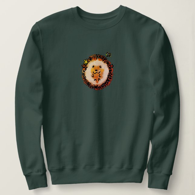 Cute Hedgehog in Autumn Leaves Sweatshirt (Design Front)