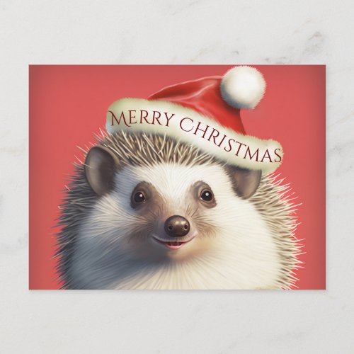 Cute Hedgehog in Santa Hat  Postcard