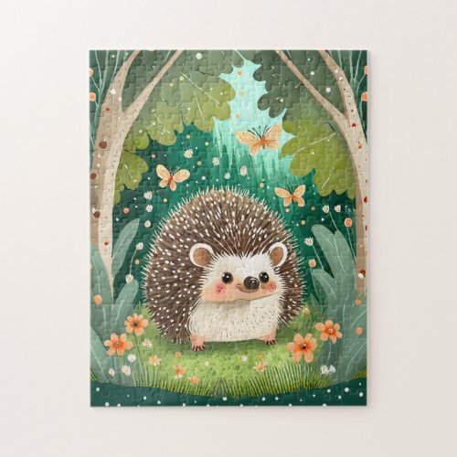 Cute Hedgehog in the enchanted forest  Jigsaw Puzzle