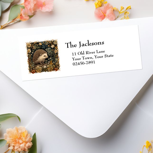 Cute Hedgehog in William Morris style garden Label (Creator Uploaded)