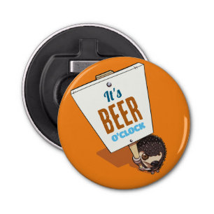 Cute Hedgehog It's Beer O'Clock Funny Cartoon Bottle Opener