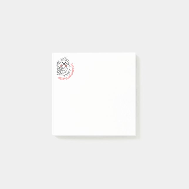 Cute Hedgehog. Keep Your Chin Up! Post-it Notes (Front)