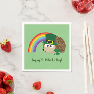 Cute Hedgehog Leprechaun St. Patrick's Day Napkins
