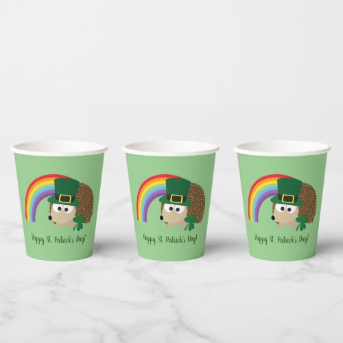 Cute Hedgehog Leprechaun St Patricks Day   Paper Cups