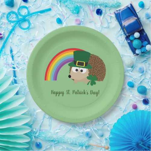 Cute Hedgehog Leprechaun St Patricks Day Paper Plates