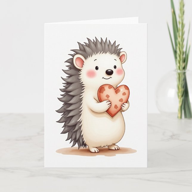 Cute Hedgehog Love Heart Card (Front)
