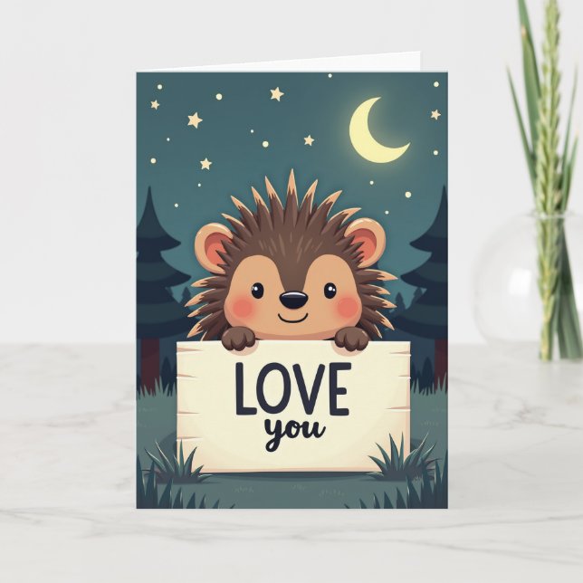 Cute Hedgehog Love You Card (Front)