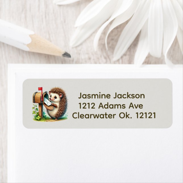 Cute hedgehog lovers mailing label (Insitu)
