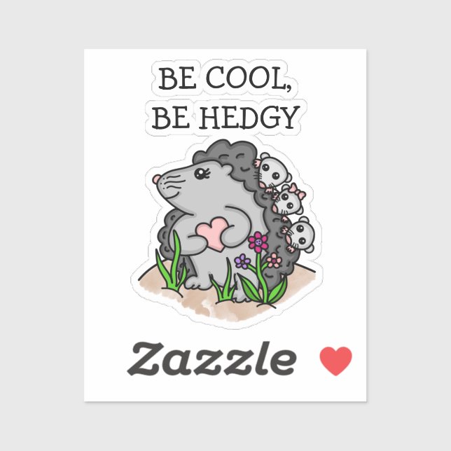 Cute Hedgehog mama and her babies and Pun   Sticker (Sheet)