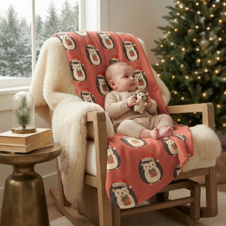Cute Hedgehog Merry Christmas Baby Blanket