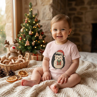 Cute Hedgehog Merry Christmas Toddler T-shirt