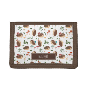 Cute Hedgehog Mushroom Woodland Forest Animal Kids Trifold Wallet