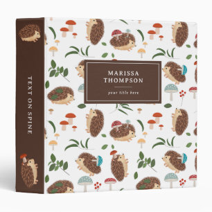 Cute Hedgehog Mushrooms Woodland Forest Animal 3 Ring Binder