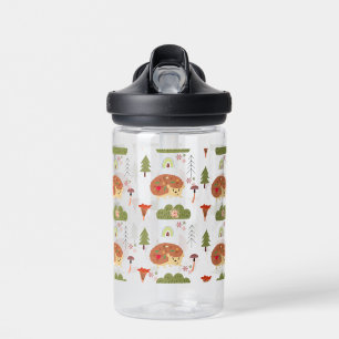 Cute Hedgehog Nature Floral Rainbow Pattern Water Bottle